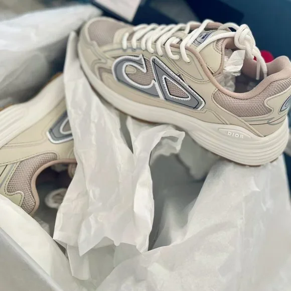 Dior B30 fabric casual sneakers Cream US 6 - Picture 2 of 5